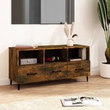 Meuble TV Chêne fumé 102x35x50 cm Bois d'ingénierie