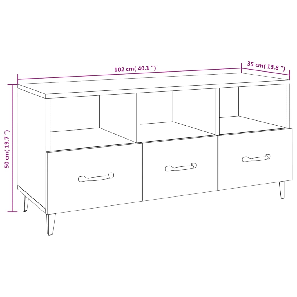 Meuble TV Sonoma gris 102x35x50 cm Bois d'ingénierie