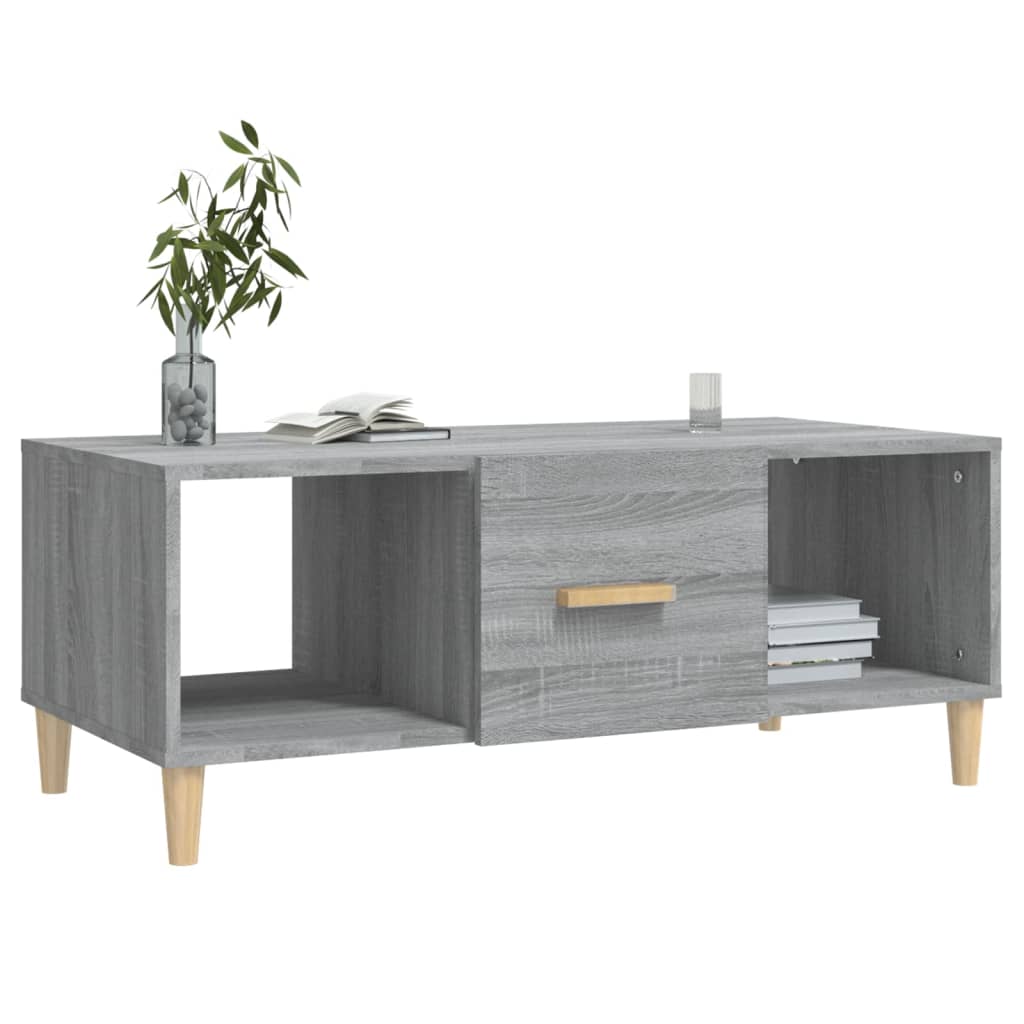 Sonoma grauer Couchtisch 102x50x40 cm, Holzwerkstoff