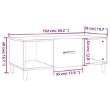 Sonoma grauer Couchtisch 102x50x40 cm, Holzwerkstoff