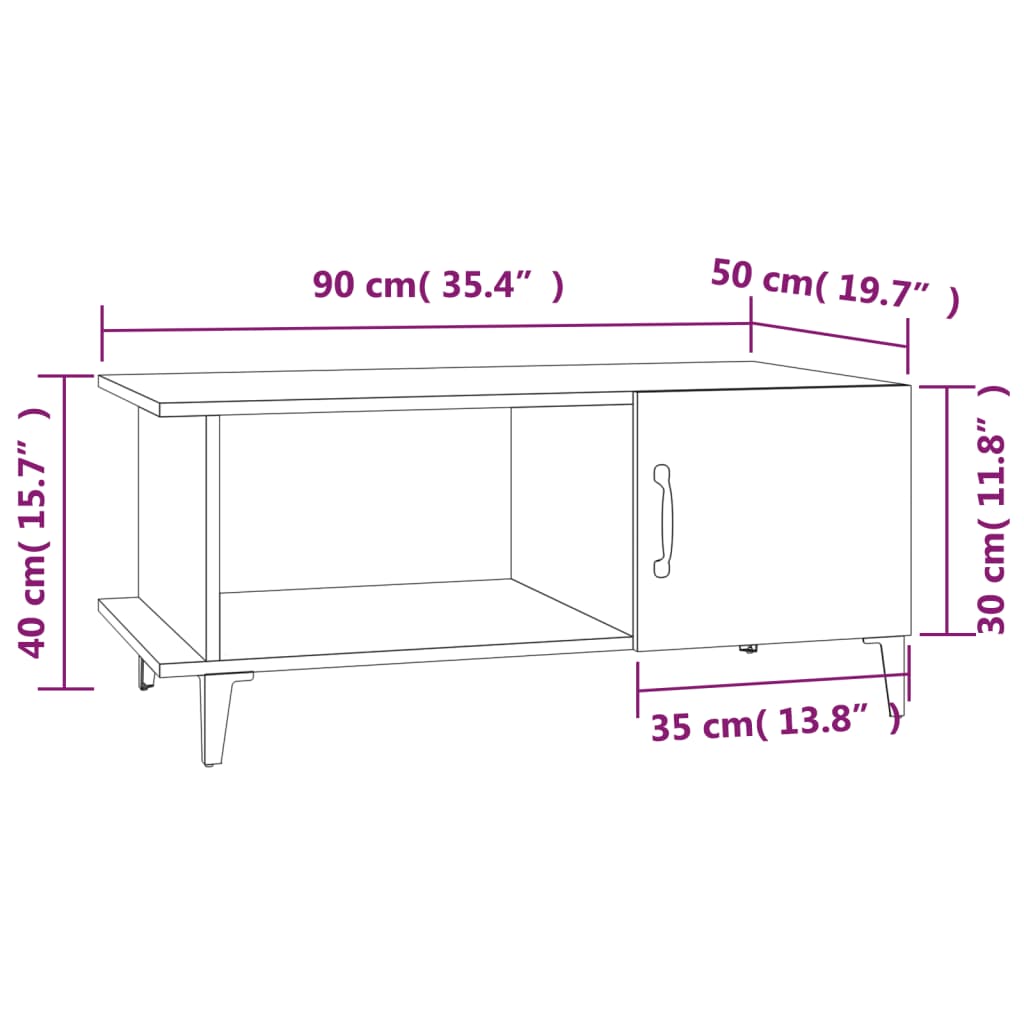 Sonoma coffee table gray 90x50x40 cm Engineered wood