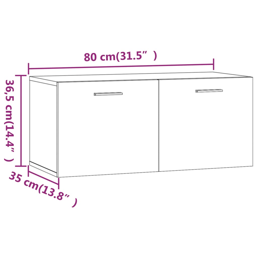 Armoire murale Chêne fumé 80x35x36,5 cm Bois d'ingénierie