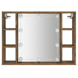 Armoire à miroir avec LED Chêne fumé 76x15x55 cm