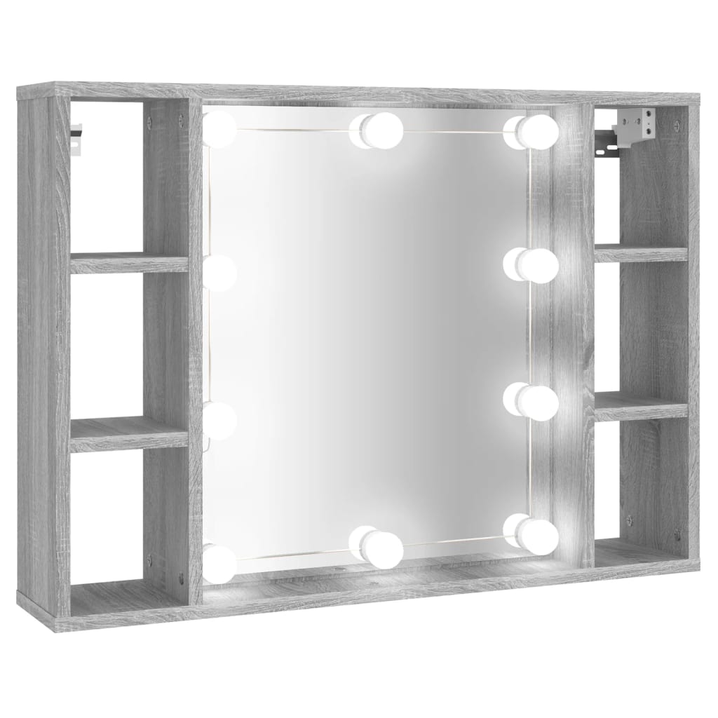 Armoire à miroir avec LED Sonoma gris 76x15x55 cm