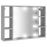 Armoire à miroir avec LED Sonoma gris 76x15x55 cm