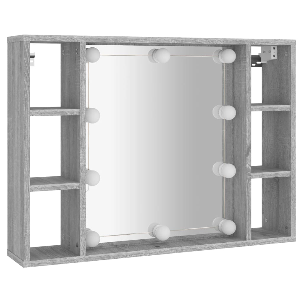 Armoire à miroir avec LED Sonoma gris 76x15x55 cm