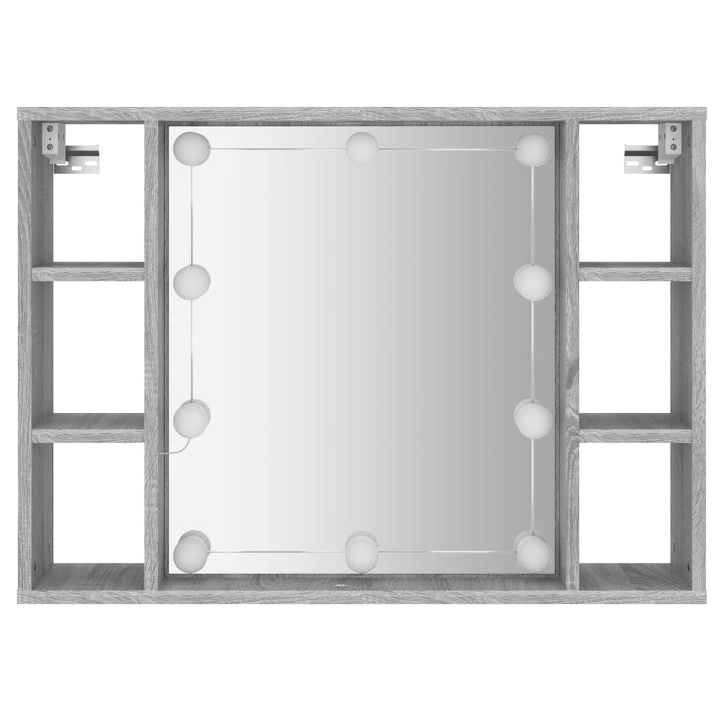 Armoire à miroir avec LED Sonoma gris 76x15x55 cm