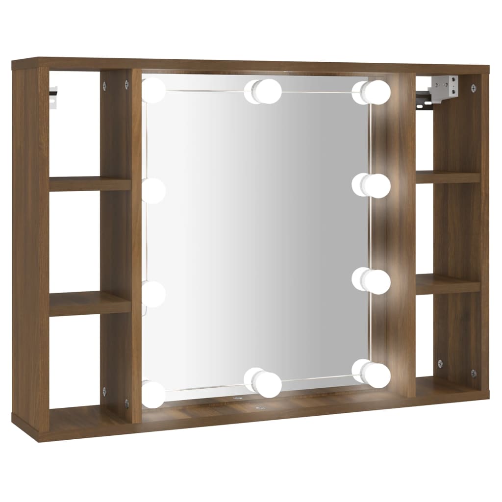 Armoire à miroir avec LED Chêne marron 76x15x55 cm