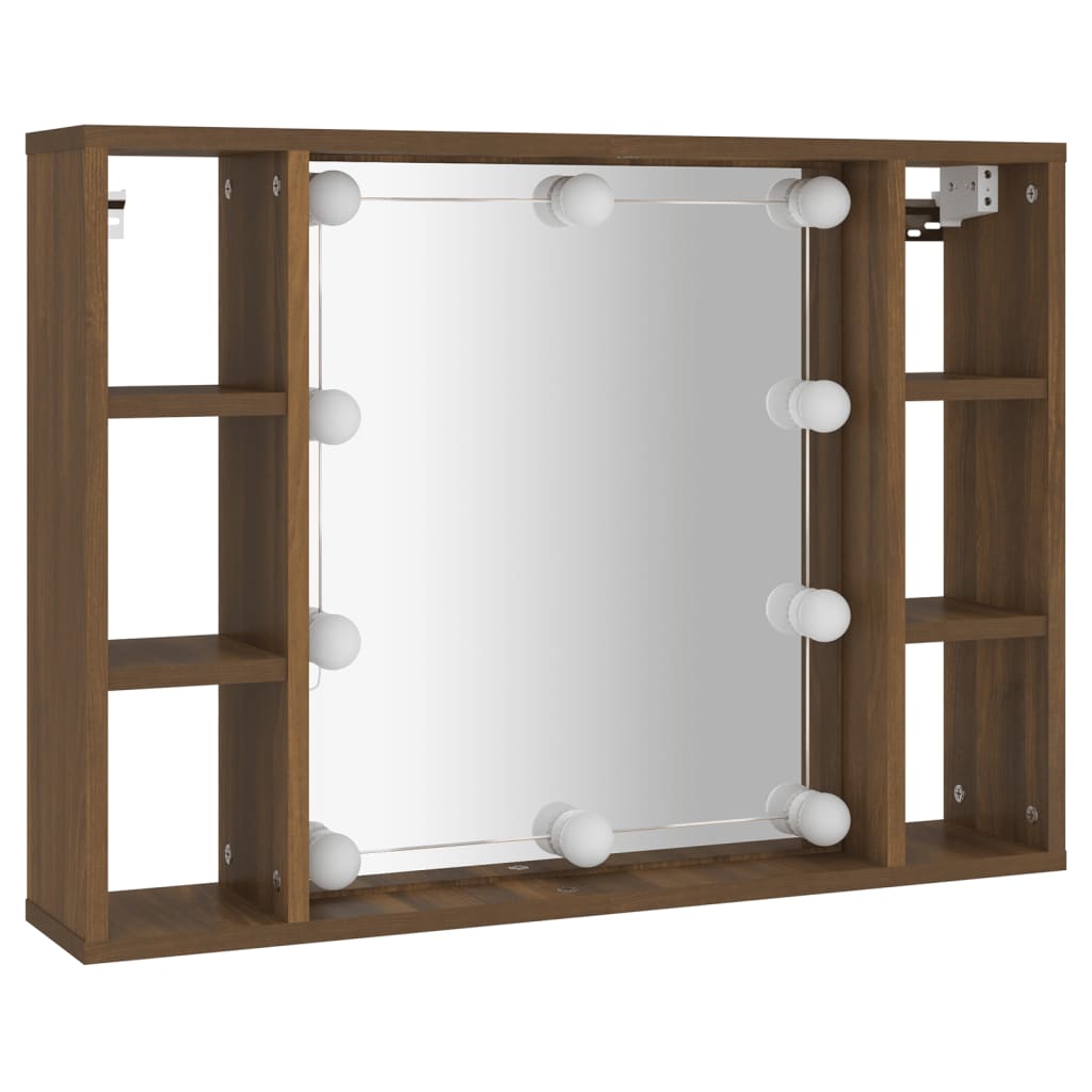 Armoire à miroir avec LED Chêne marron 76x15x55 cm