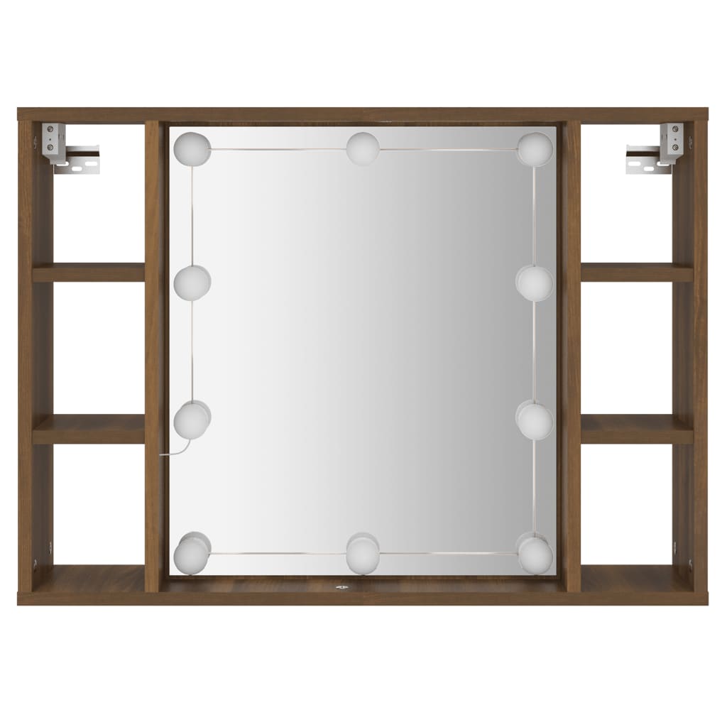 Armoire à miroir avec LED Chêne marron 76x15x55 cm