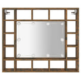 Armoire à miroir avec LED Chêne fumé 91x15x76,5 cm