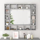 Armoire à miroir avec LED Sonoma gris 91x15x76,5 cm