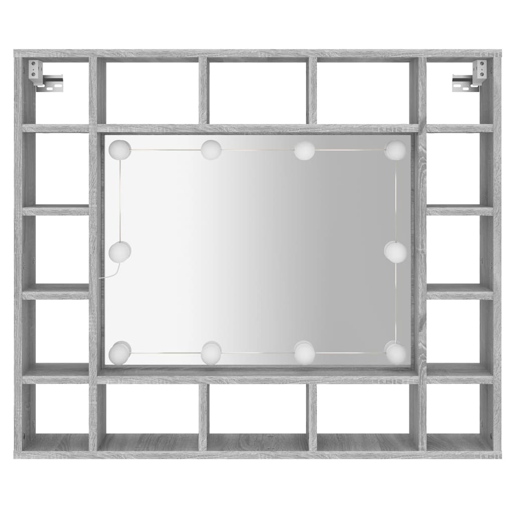 Armoire à miroir avec LED Sonoma gris 91x15x76,5 cm