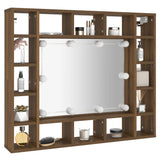 Armoire à miroir avec LED Chêne marron 91x15x76,5 cm