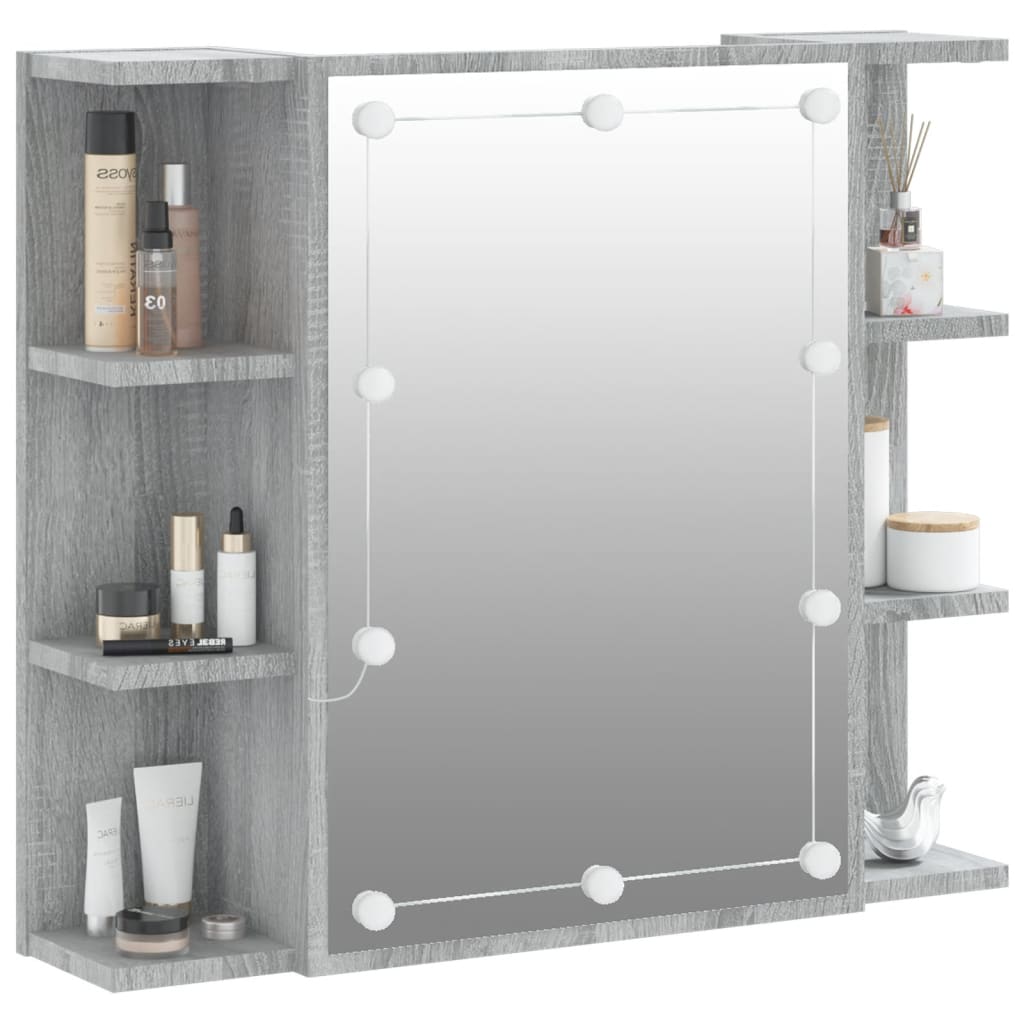 Armoire à miroir avec LED Sonoma gris 70x16,5x60 cm