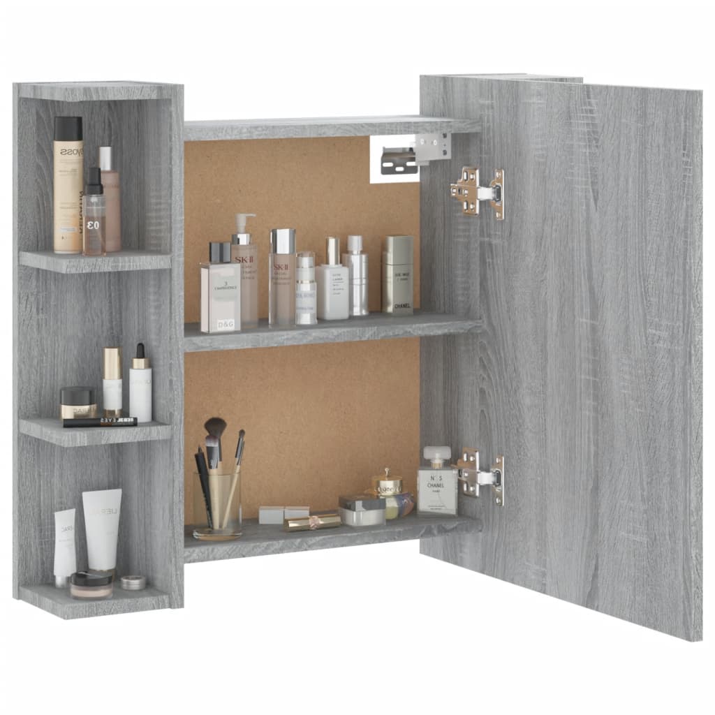 Armoire à miroir avec LED Sonoma gris 70x16,5x60 cm