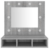 Armoire à miroir avec LED Sonoma gris 60x31,5x62 cm