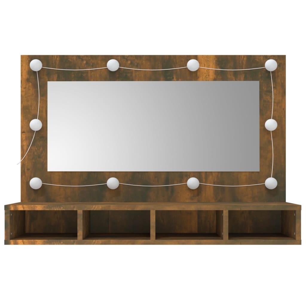 Armoire à miroir avec LED Chêne fumé 90x31,5x62 cm