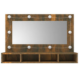 Armoire à miroir avec LED Chêne fumé 90x31,5x62 cm