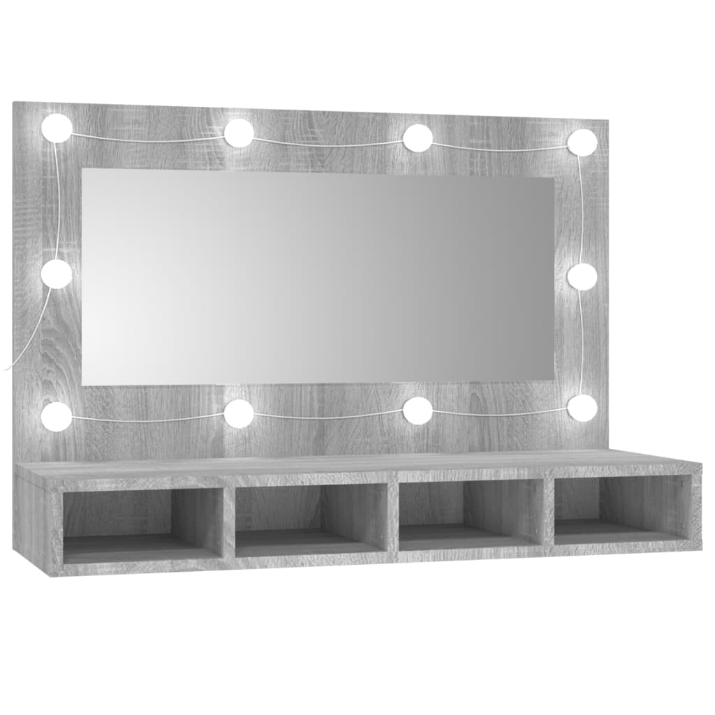 Armoire à miroir avec LED Sonoma gris 90x31,5x62 cm