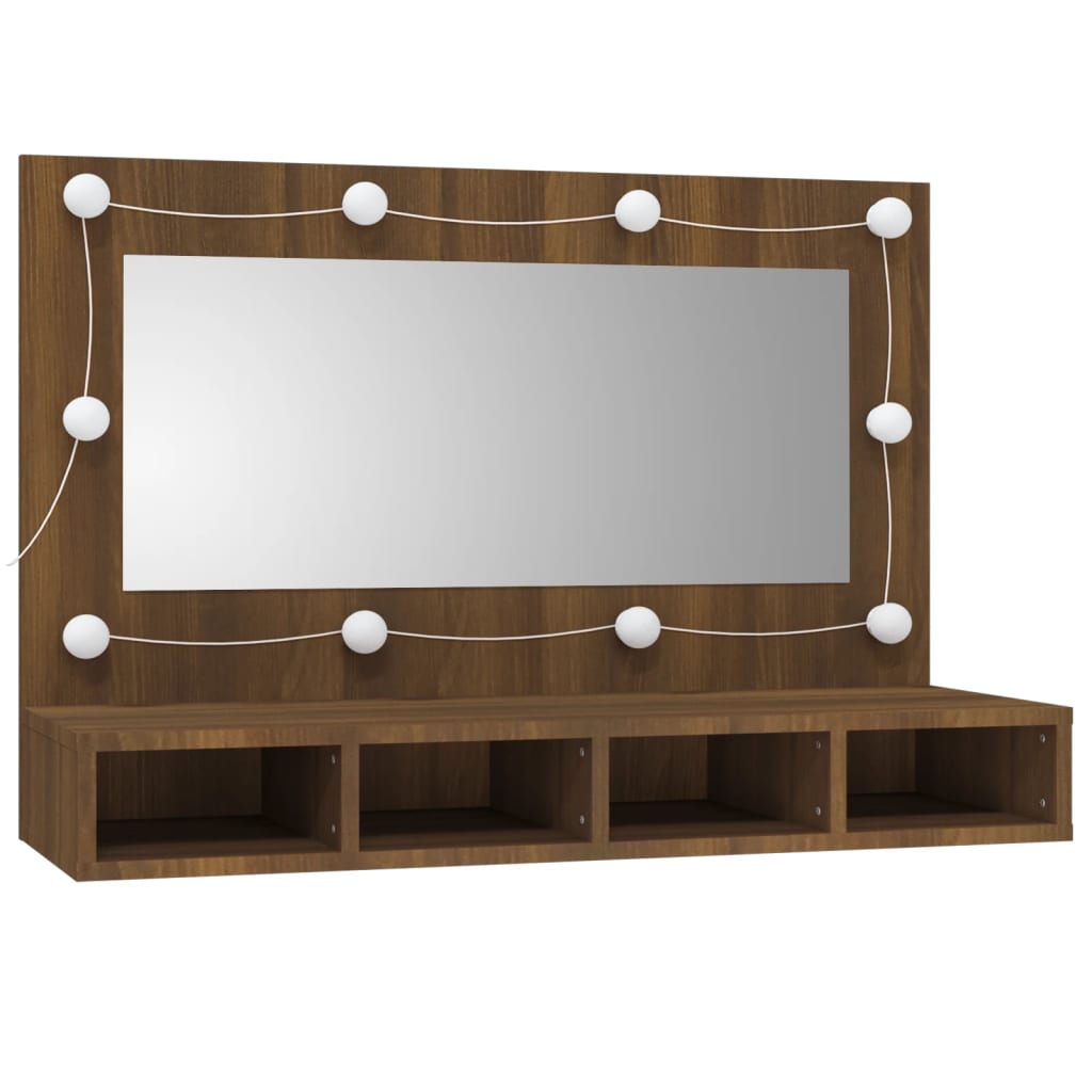 Armoire à miroir avec LED Chêne marron 90x31,5x62 cm