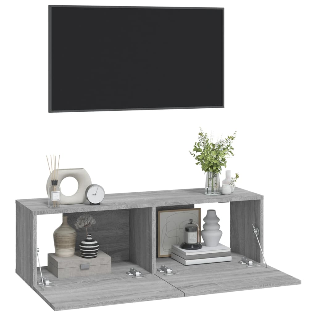 Meubles TV muraux 2pcs sonoma gris 100x30x30 cm bois ingénierie