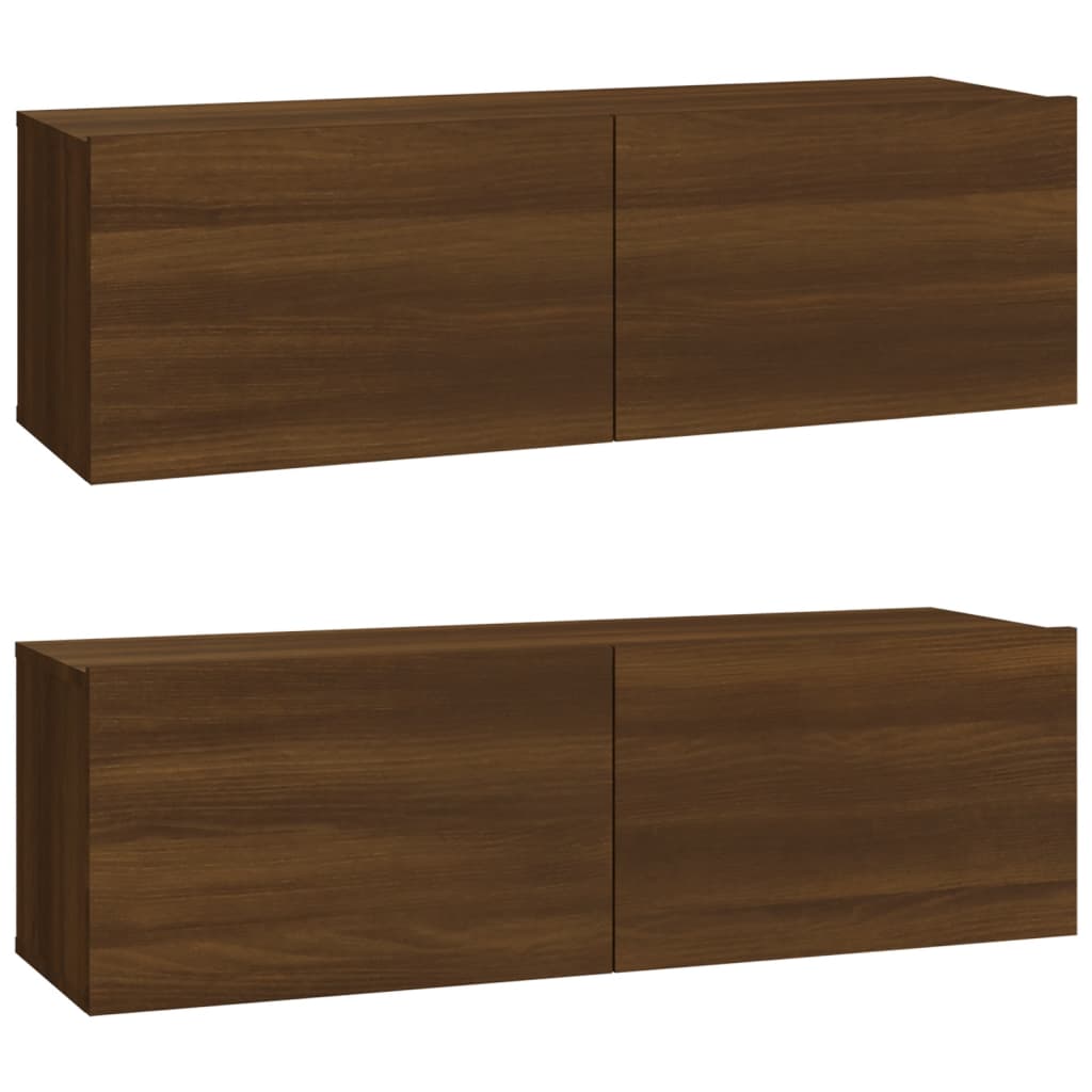 Meubles TV muraux 2pcs chêne marron 100x30x30cm bois ingénierie