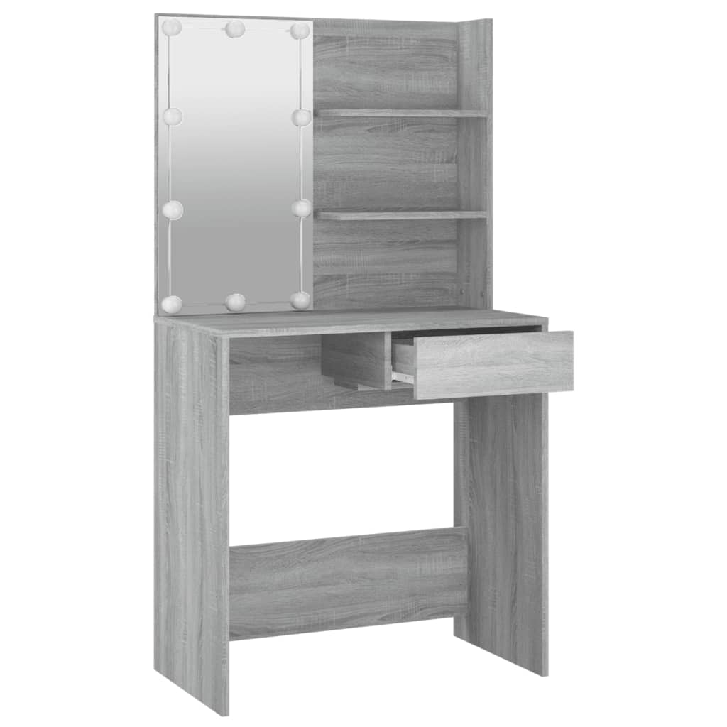 Schminktisch mit LED Sonoma grau 74,5x40x141 cm