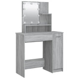 Dressing table with LED Sonoma gray 86.5x35x136 cm