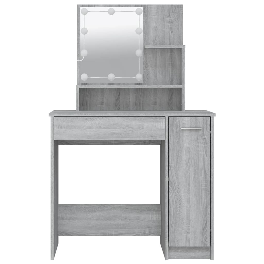 Dressing table with LED Sonoma gray 86.5x35x136 cm