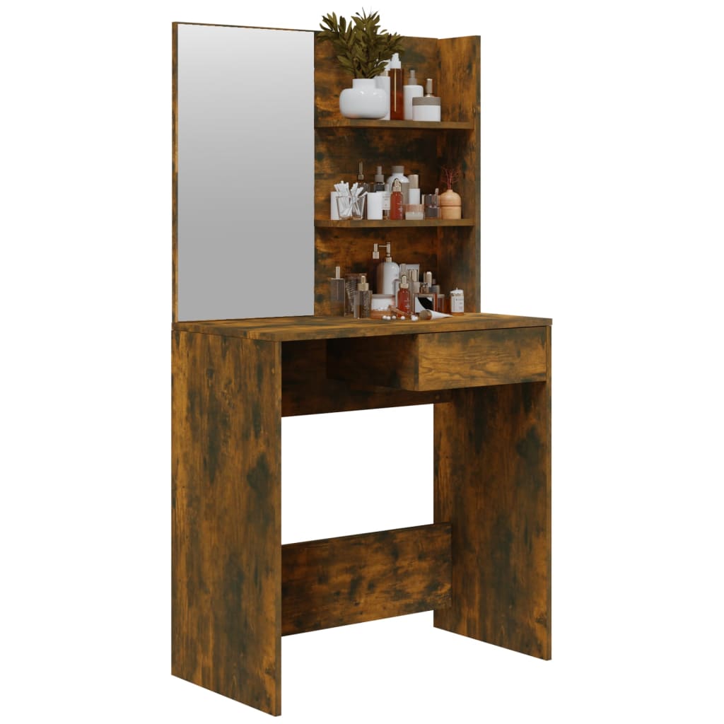 Dressing table with mirror Smoked oak 74.5x40x141 cm