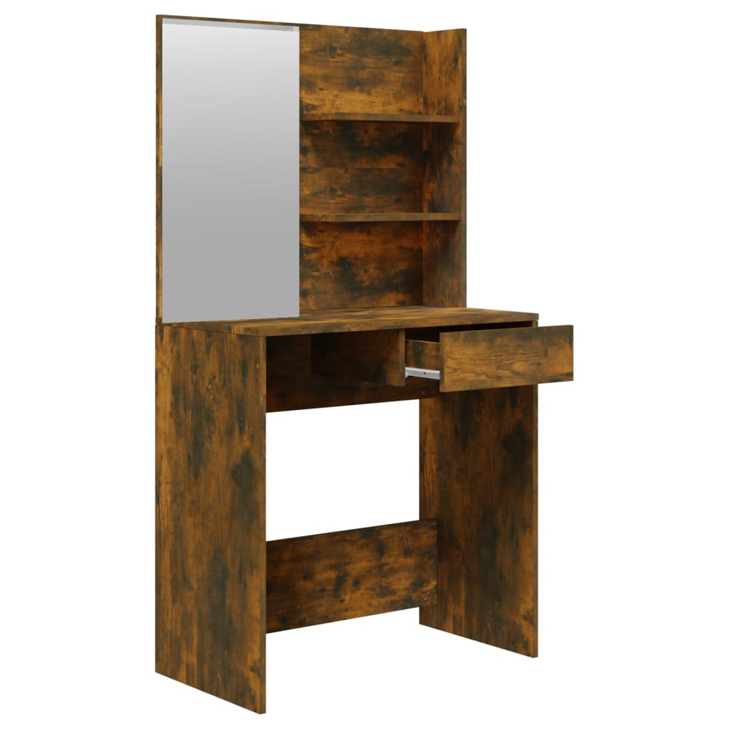 Dressing table with mirror Smoked oak 74.5x40x141 cm