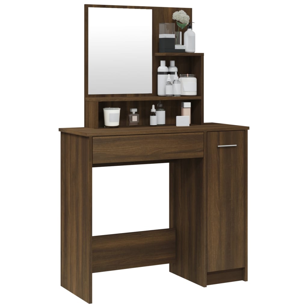 Dressing table with mirror Brown oak 86.5x35x136 cm