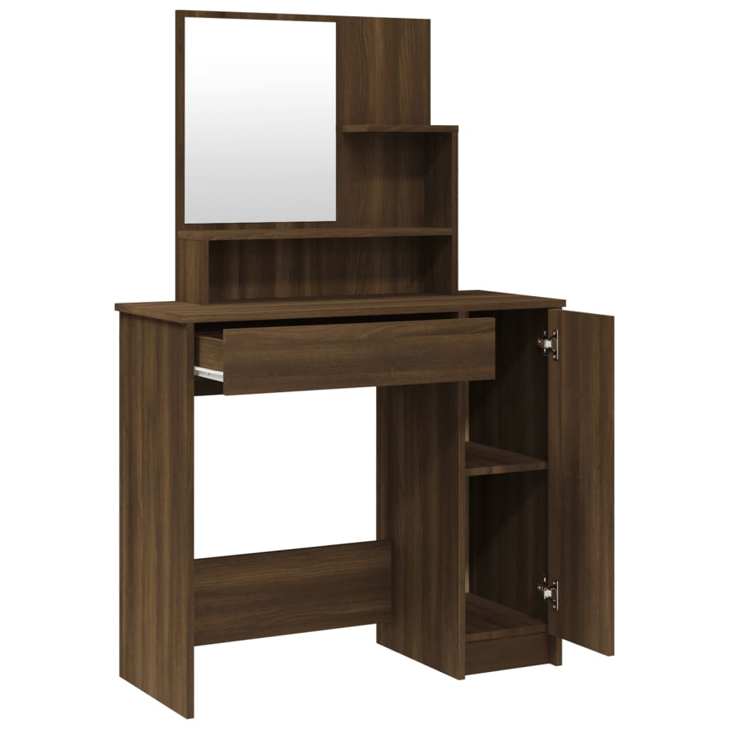 Dressing table with mirror Brown oak 86.5x35x136 cm