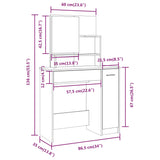 Dressing table with mirror Brown oak 86.5x35x136 cm