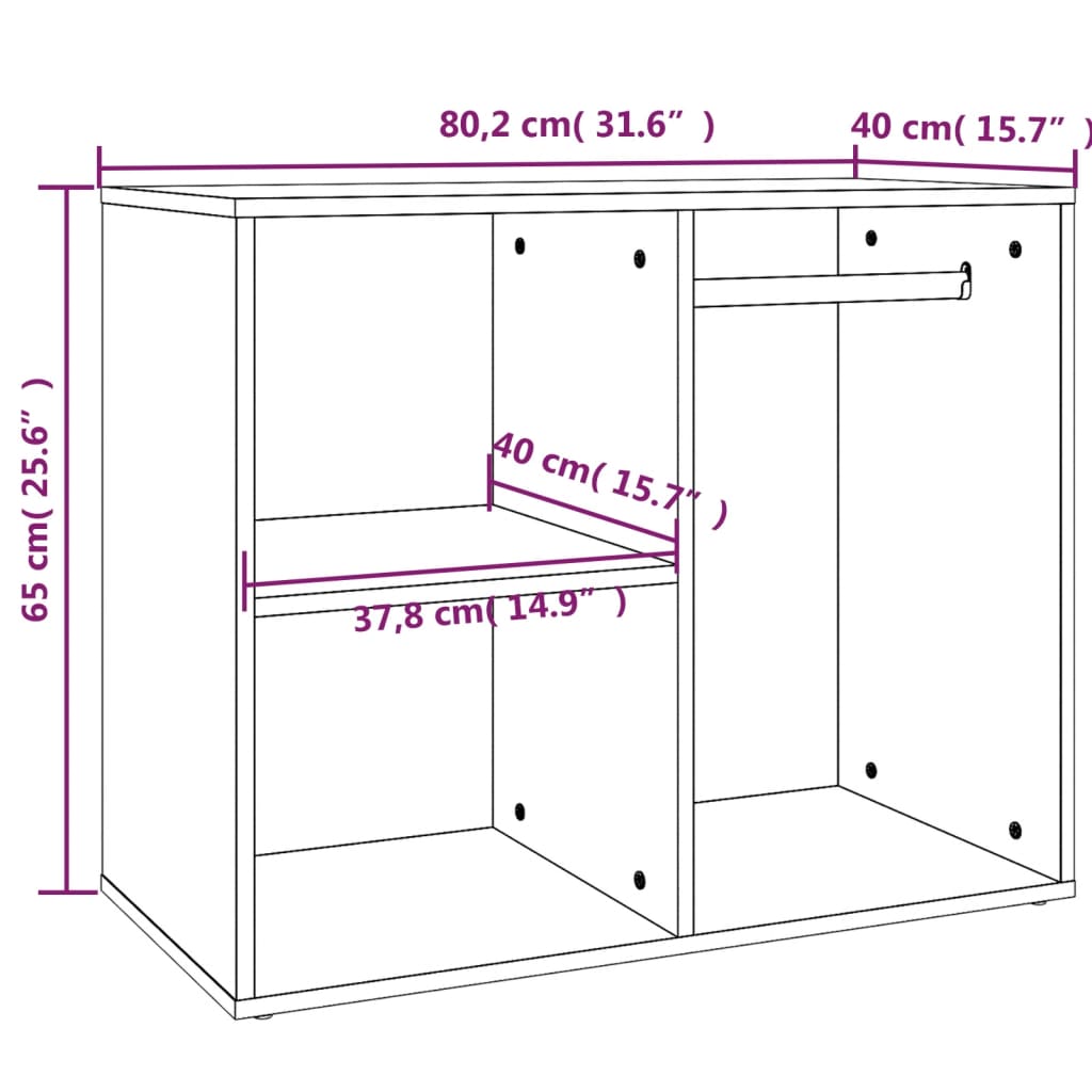 Armoire de dressing Sonoma gris 80x40x65 cm Bois d'ingénierie