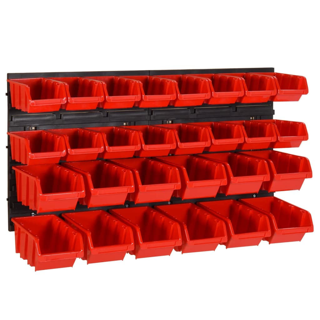 Ensemble d'étagères d'atelier 30 pcs Rouge et noir 77x39 cm PP