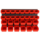 Ensemble d'étagères d'atelier 30 pcs Rouge et noir 77x39 cm PP