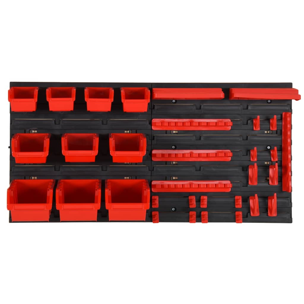 Ensemble d'étagères d'atelier 35 pcs Rouge et noir 77x39 cm PP