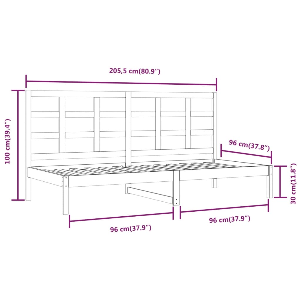 Lit de jour sans matelas blanc 90x200 cm bois de pin massif