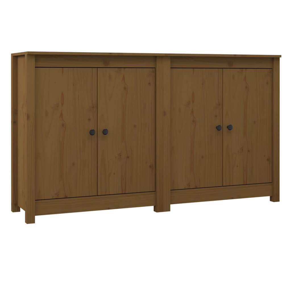 Buffets 2 pcs Marron miel 70x35x80 cm Bois massif de pin