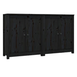 Buffets 2 pcs noir 70x35x80 cm bois massif de pin