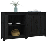 Buffets 2 pcs noir 70x35x80 cm bois massif de pin