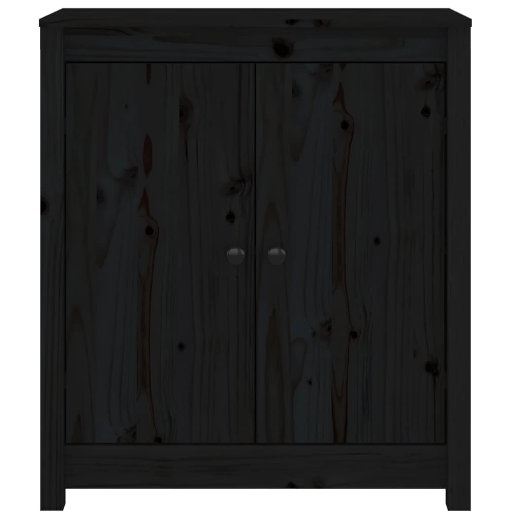 Buffets 2 pcs noir 70x35x80 cm bois massif de pin