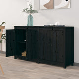 Buffets 2 pcs noir 70x35x80 cm bois massif de pin