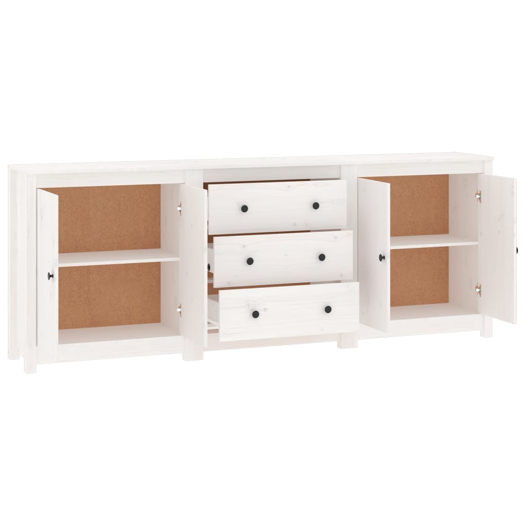 Buffet Blanc 210x35x80 cm Bois massif de pin