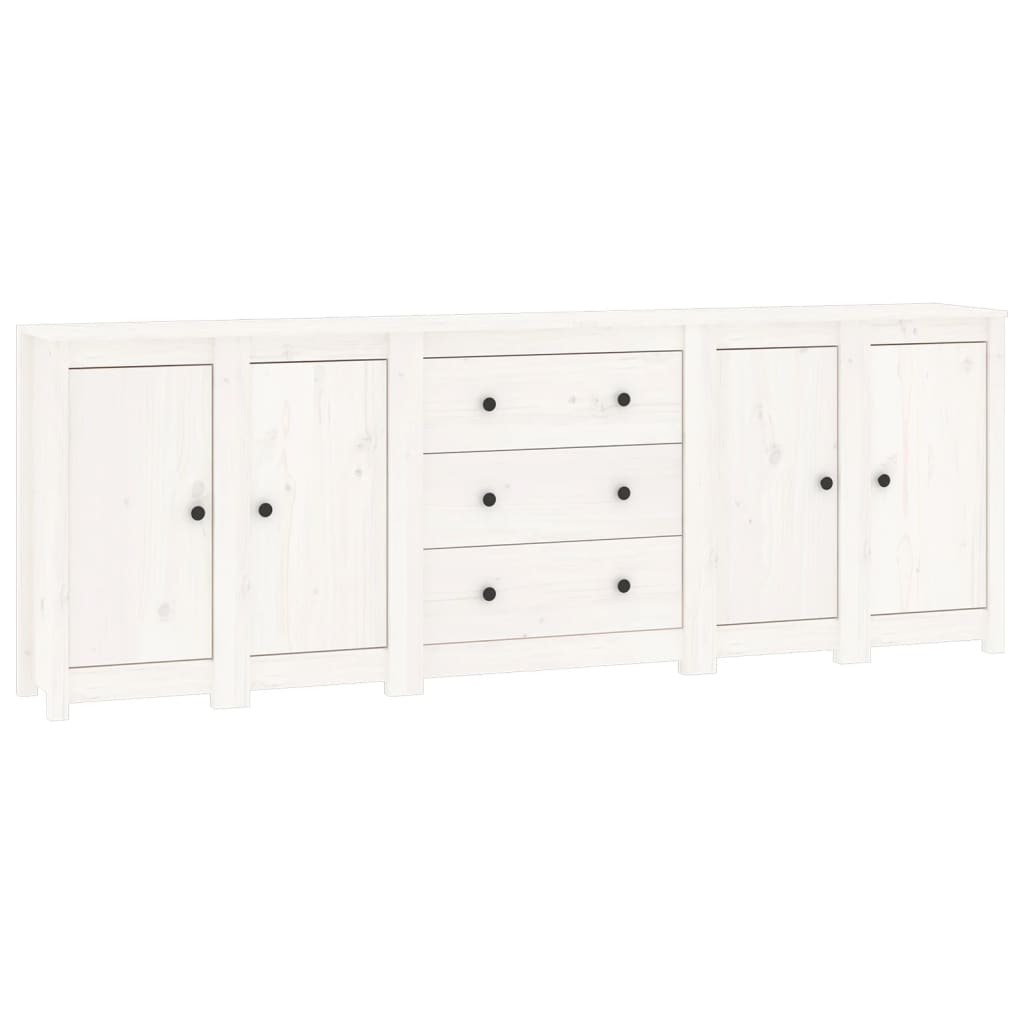 Buffet Blanc 230x35x80 cm Bois massif de pin