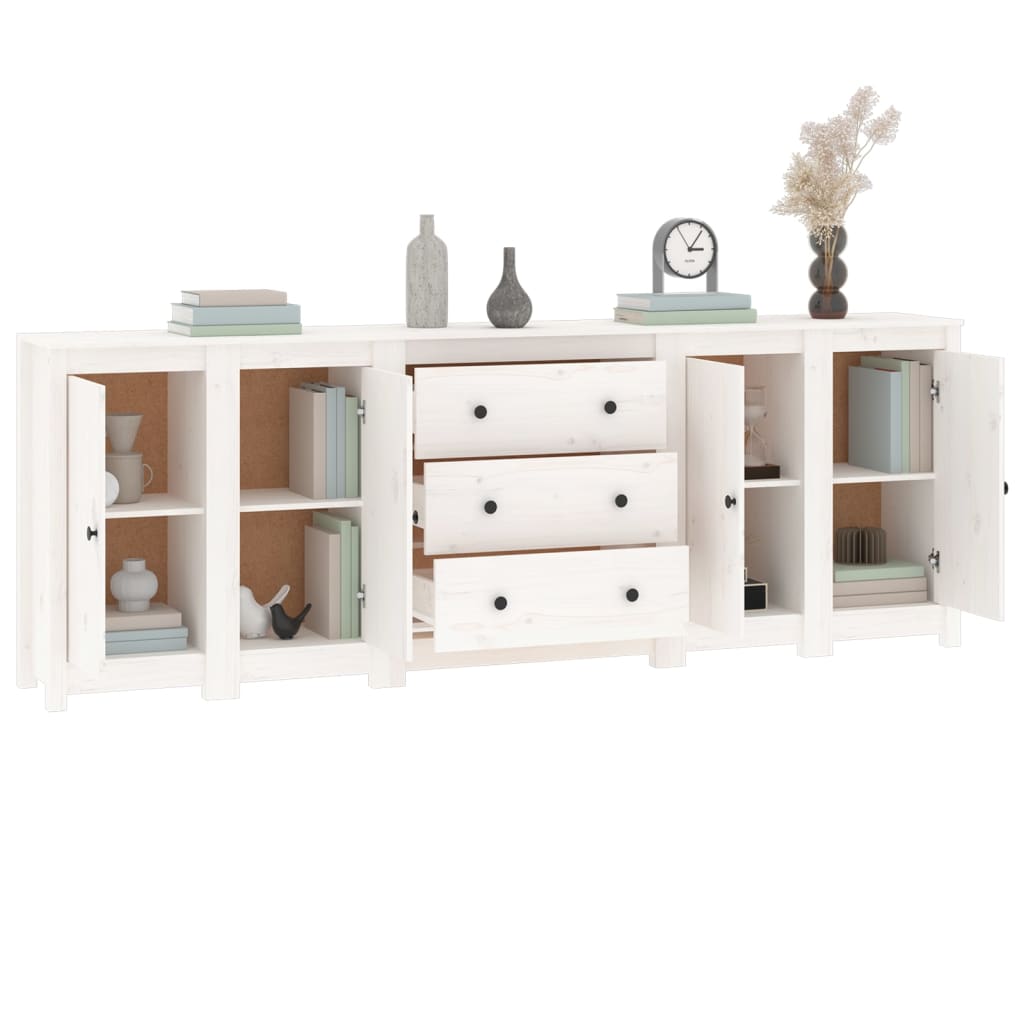 Buffet Blanc 230x35x80 cm Bois massif de pin