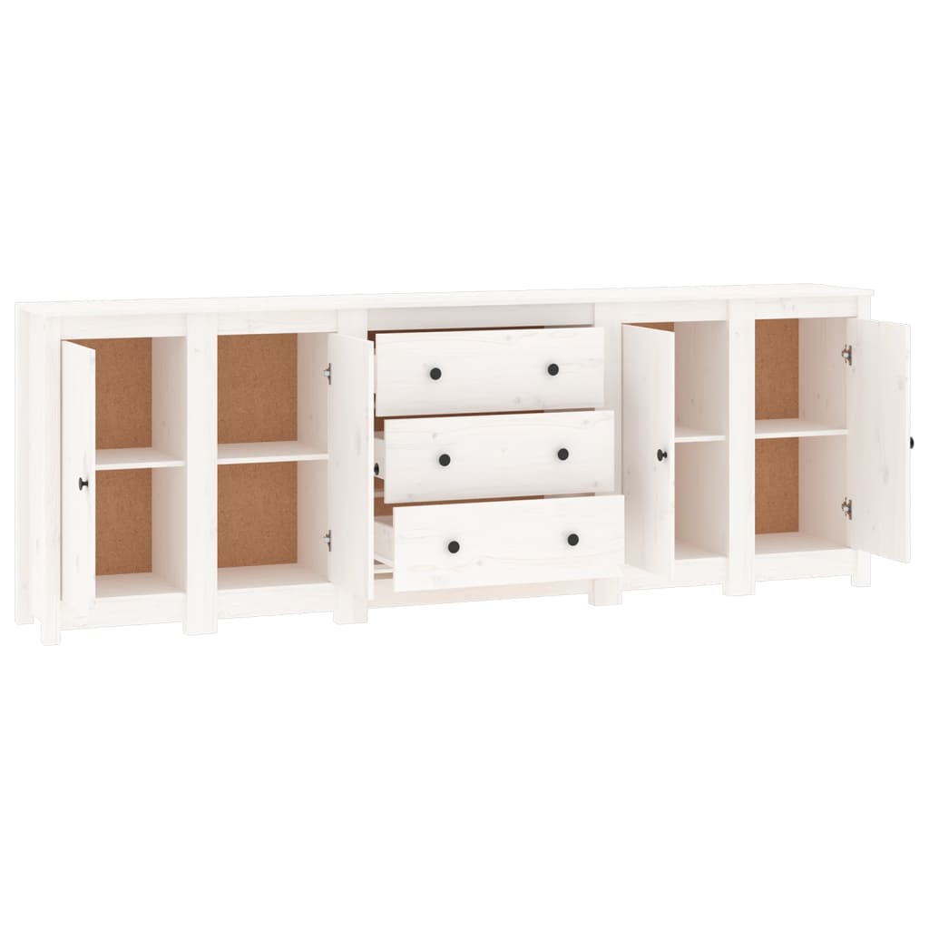 Buffet Blanc 230x35x80 cm Bois massif de pin