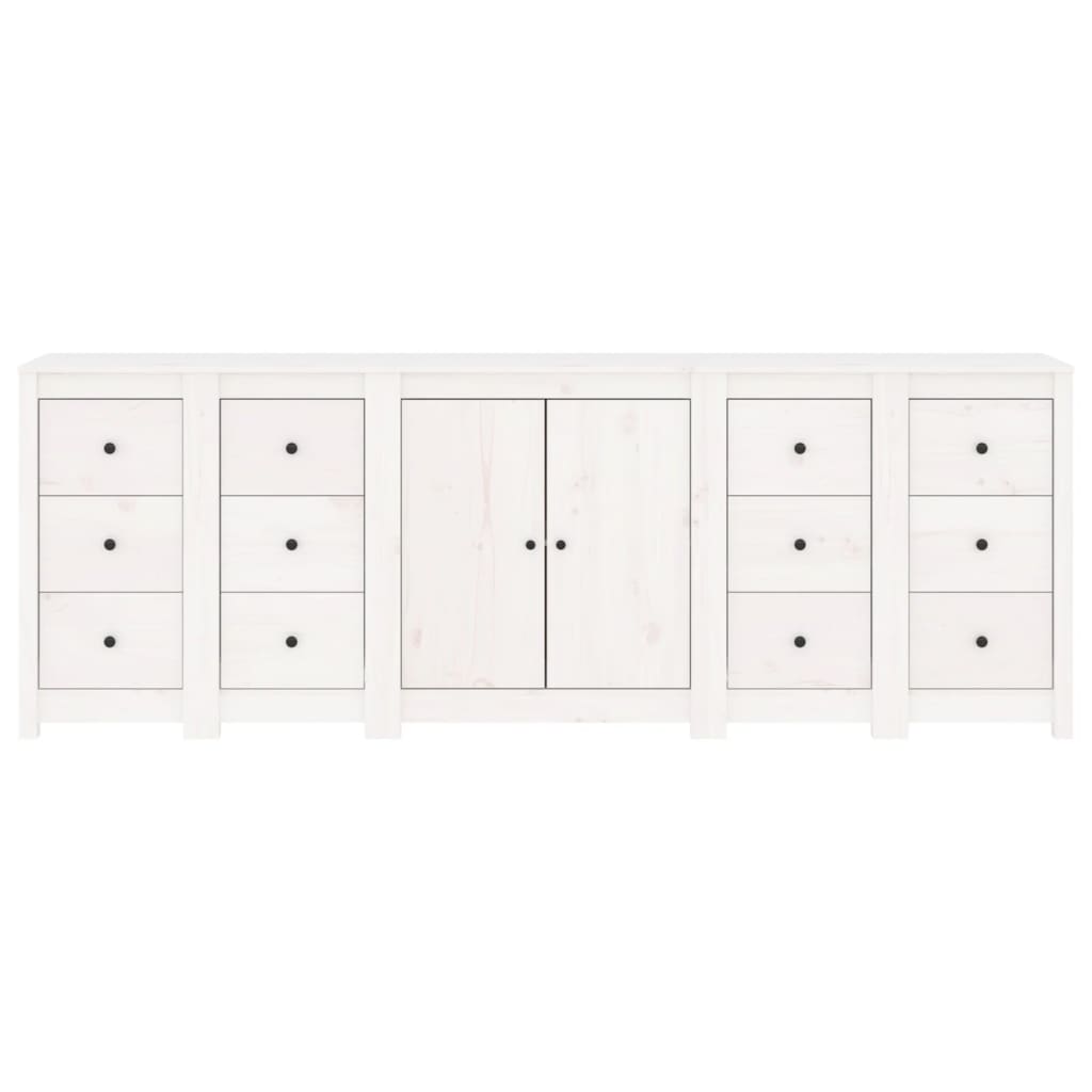 Buffet Blanc 230x35x80 cm Bois massif de pin